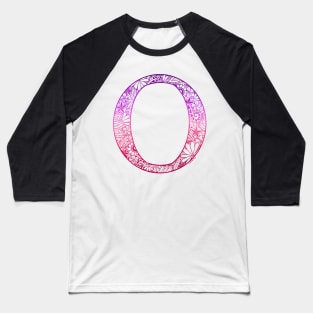 Floral Letter Capital O Pink Baseball T-Shirt